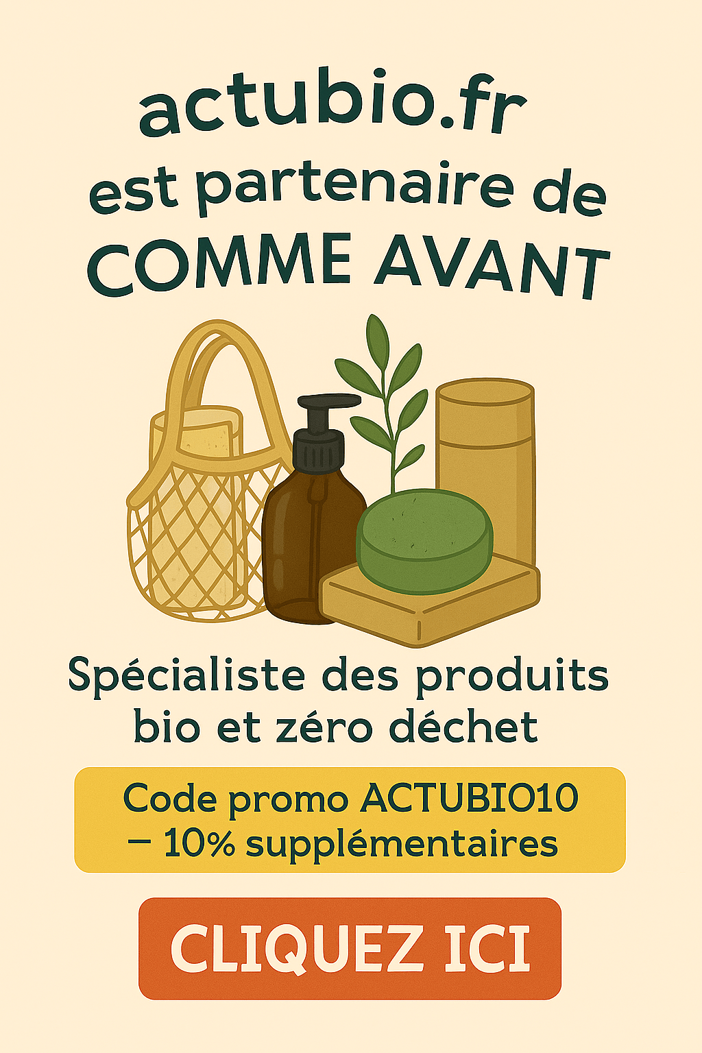 Partenariat sponsorisé Comme Avant avec Actubio Code promo Actubio10
